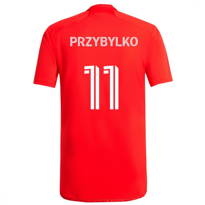 Enfant Football Maillot Kacper Przybylko #11 Rouge Blanc Tenues Domicile 2024/25