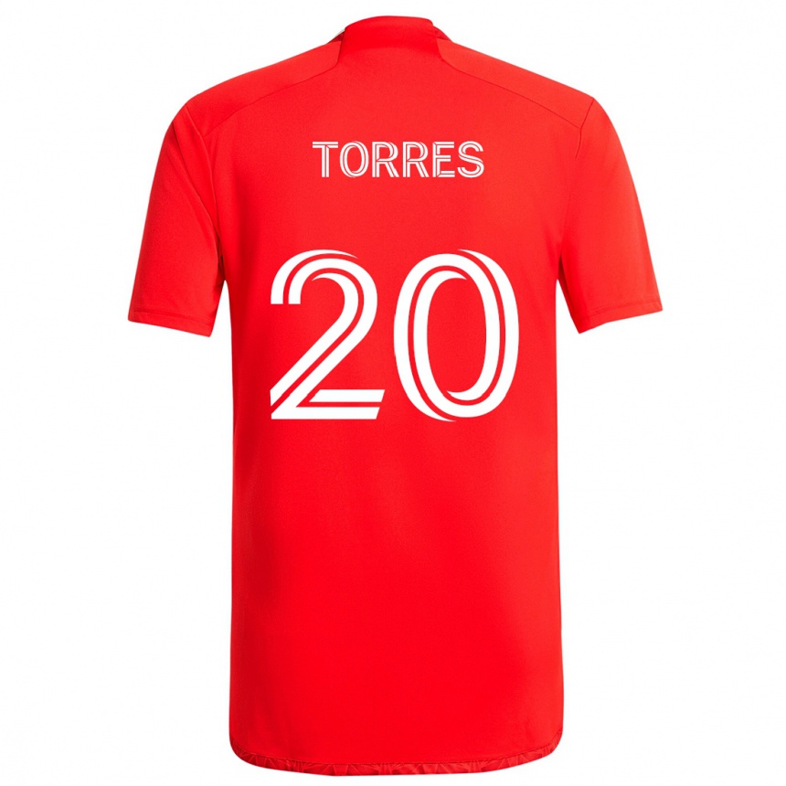 Enfant Football Maillot Jairo Torres #20 Rouge Blanc Tenues Domicile 2024/25