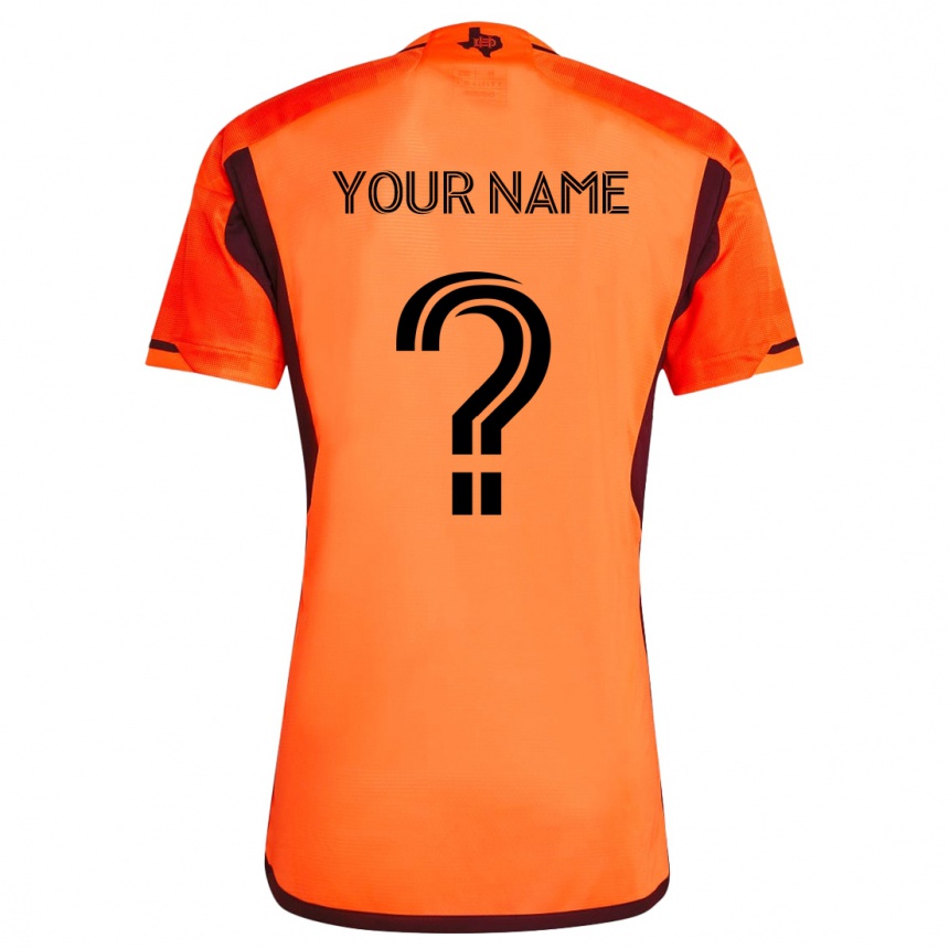 Enfant Football Maillot Votre Nom #0 Orange Noir Tenues Domicile 2024/25