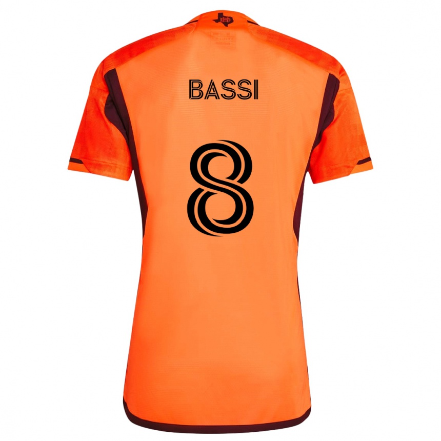 Enfant Football Maillot Amine Bassi #8 Orange Noir Tenues Domicile 2024/25