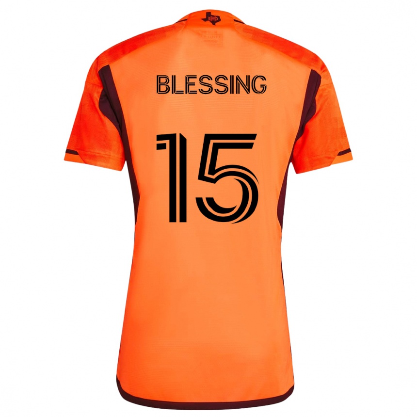 Enfant Football Maillot Latif Blessing #15 Orange Noir Tenues Domicile 2024/25