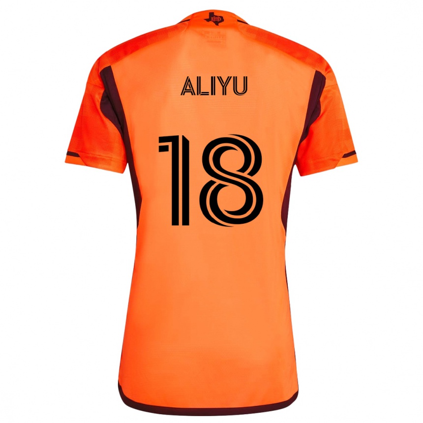 Enfant Football Maillot Ibrahim Aliyu #18 Orange Noir Tenues Domicile 2024/25