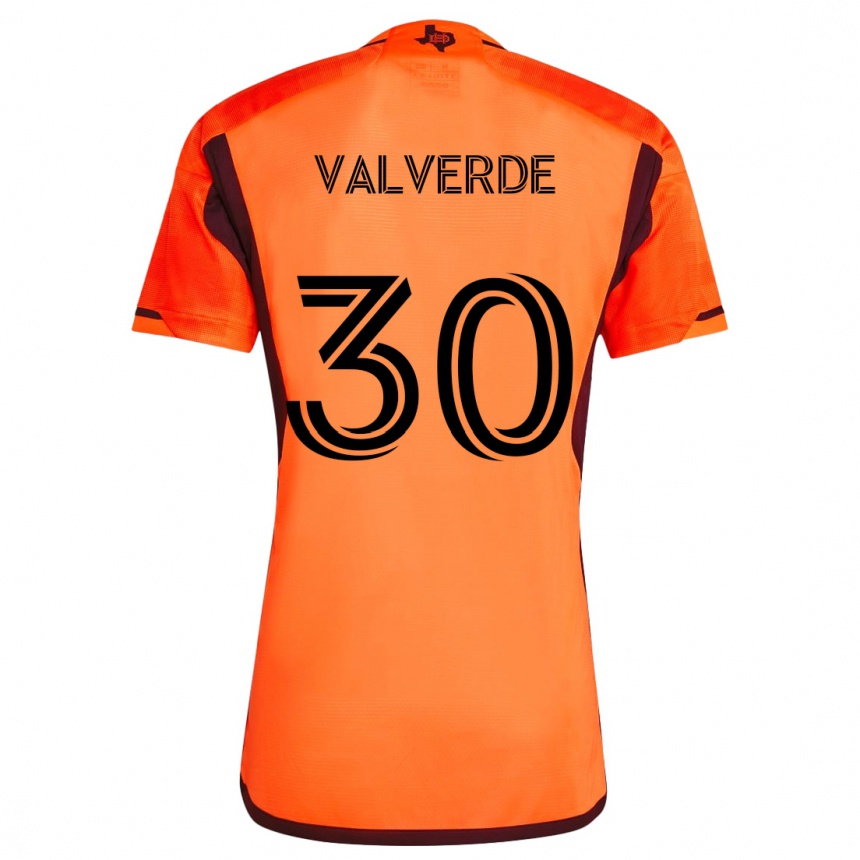 Enfant Football Maillot Jefferson Valverde #30 Orange Noir Tenues Domicile 2024/25