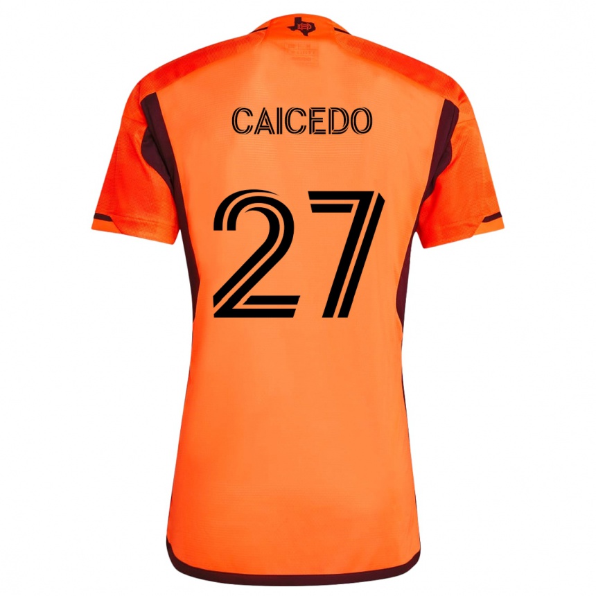 Enfant Football Maillot Luis Caicedo #27 Orange Noir Tenues Domicile 2024/25