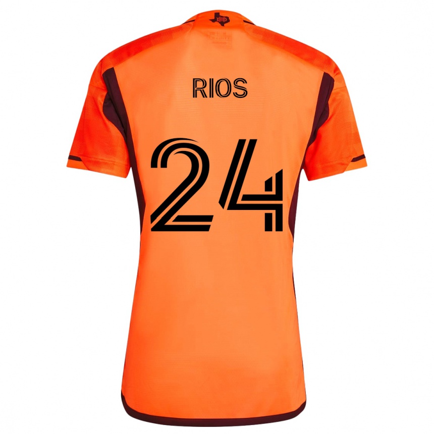 Enfant Football Maillot Paolo Ríos #24 Orange Noir Tenues Domicile 2024/25