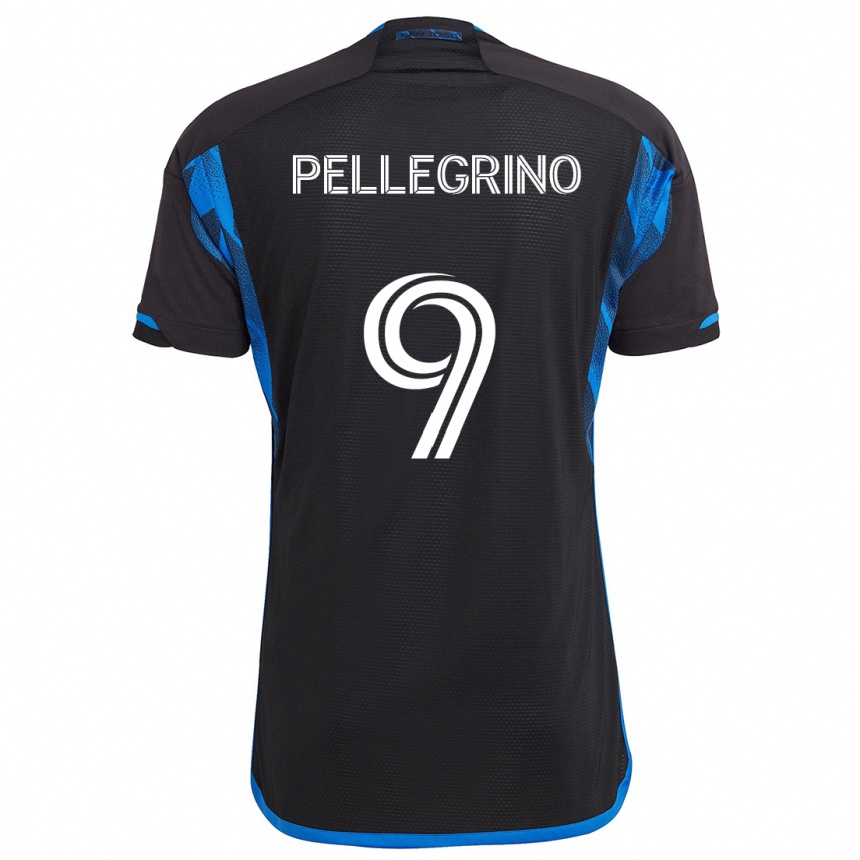 Enfant Football Maillot Amahl Pellegrino #9 Bleu Noir Tenues Domicile 2024/25