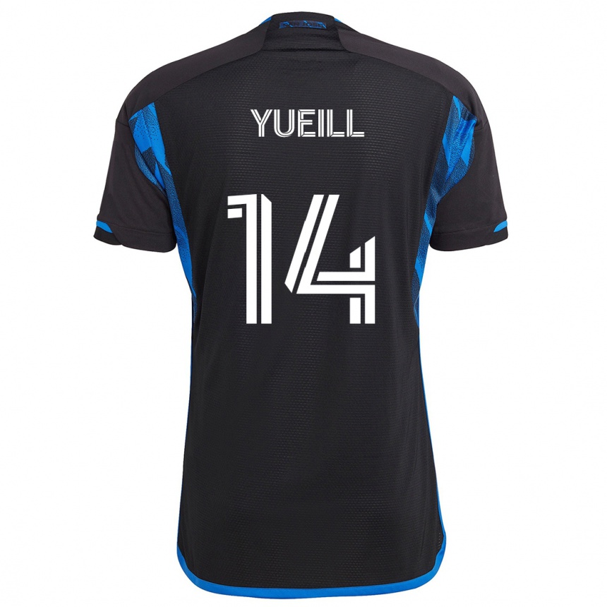 Enfant Football Maillot Jackson Yueill #14 Bleu Noir Tenues Domicile 2024/25