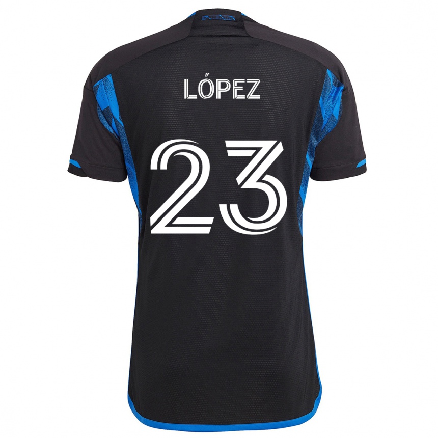 Enfant Football Maillot Hernán López #23 Bleu Noir Tenues Domicile 2024/25