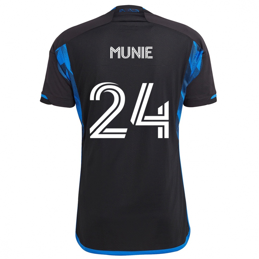 Enfant Football Maillot Daniel Munie #24 Bleu Noir Tenues Domicile 2024/25