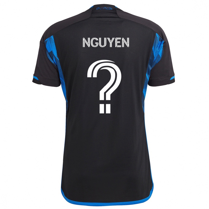 Enfant Football Maillot Christopher Nguyen #0 Bleu Noir Tenues Domicile 2024/25