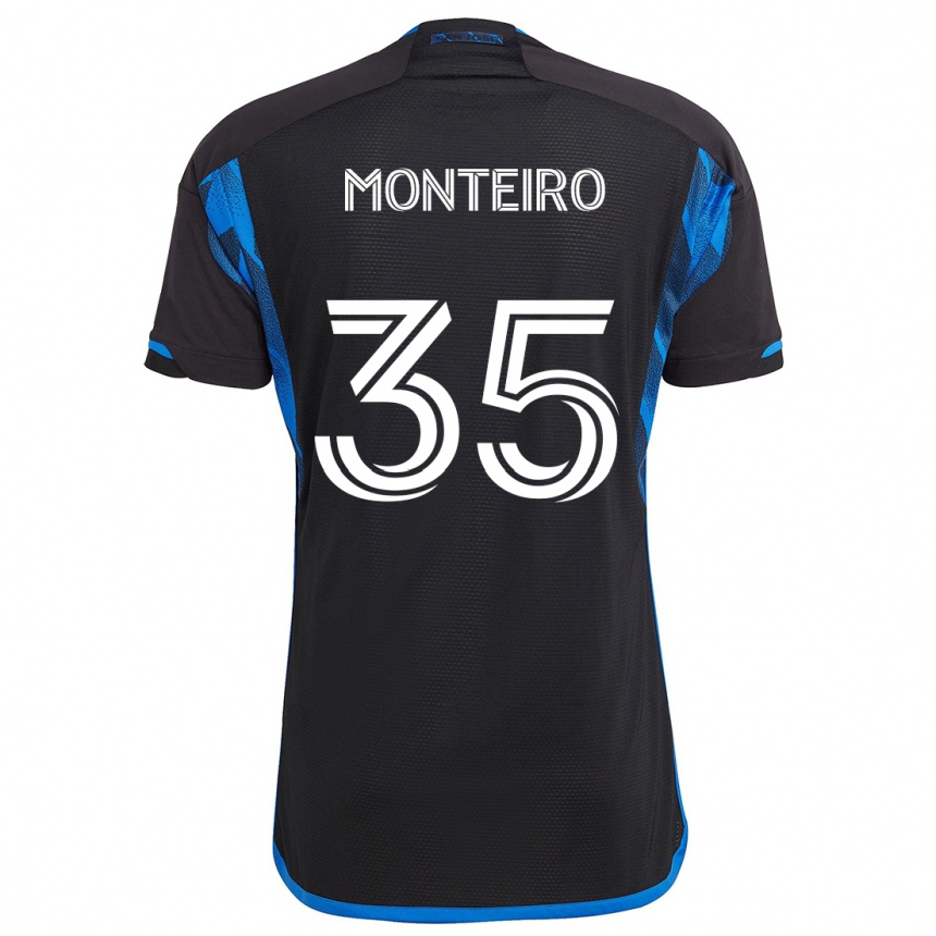 Enfant Football Maillot Jamiro Monteiro #35 Bleu Noir Tenues Domicile 2024/25