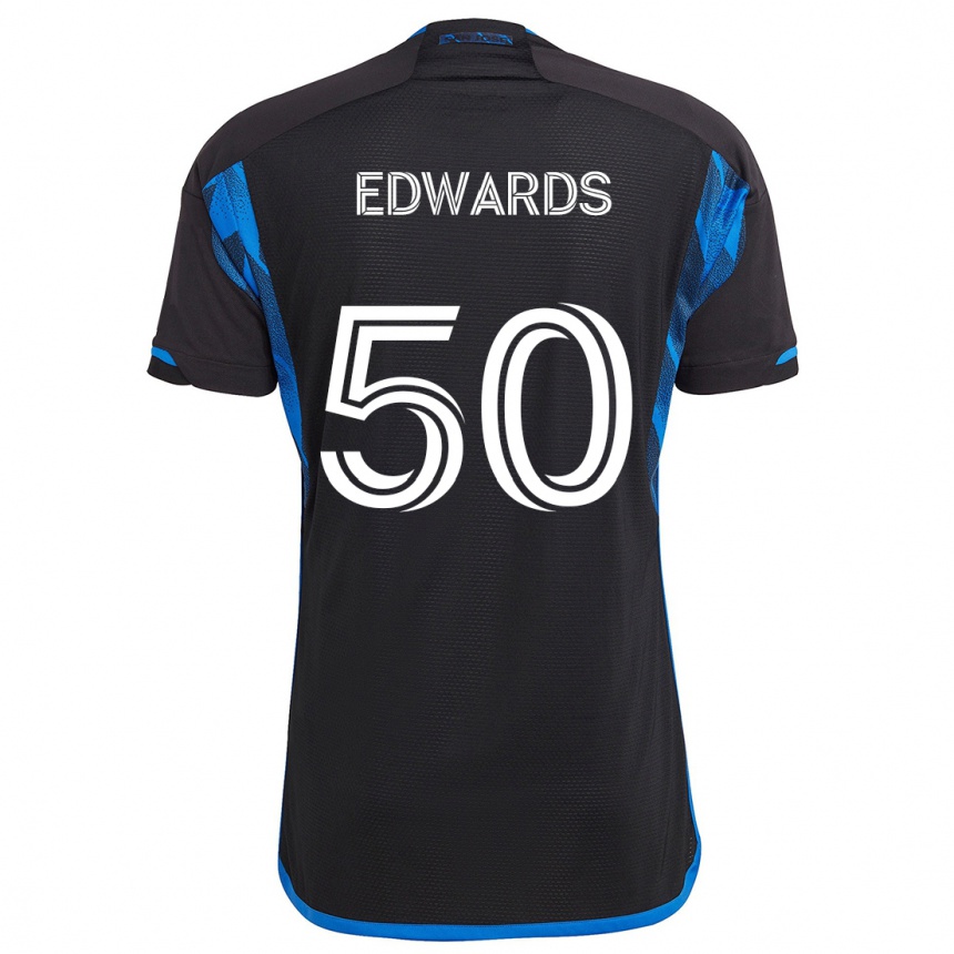 Enfant Football Maillot Aaron Edwards #50 Bleu Noir Tenues Domicile 2024/25