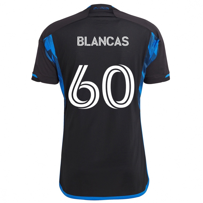 Enfant Football Maillot Eduardo Blancas #60 Bleu Noir Tenues Domicile 2024/25