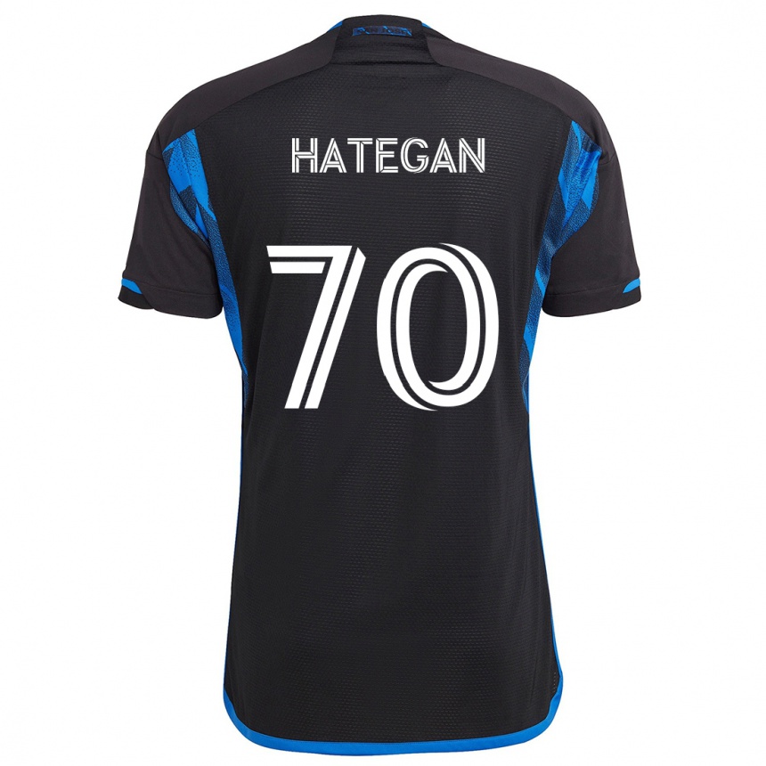 Enfant Football Maillot Roberto Hategan #70 Bleu Noir Tenues Domicile 2024/25