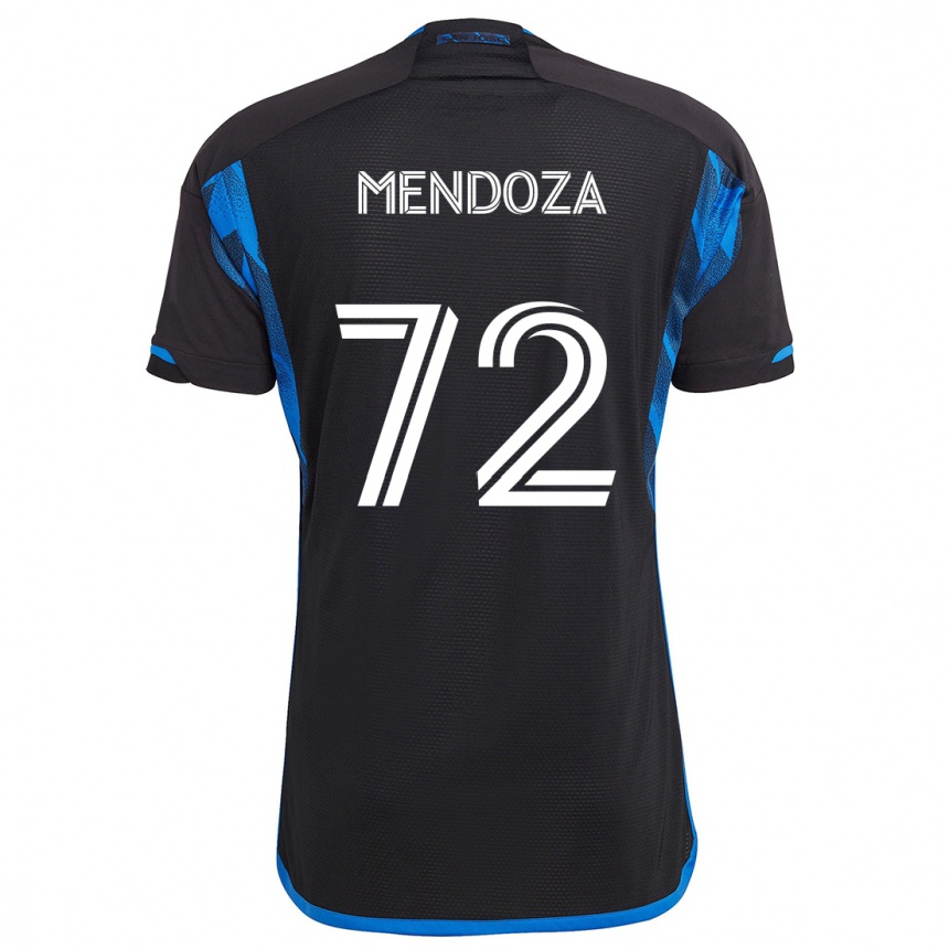 Enfant Football Maillot Edwyn Mendoza #72 Bleu Noir Tenues Domicile 2024/25