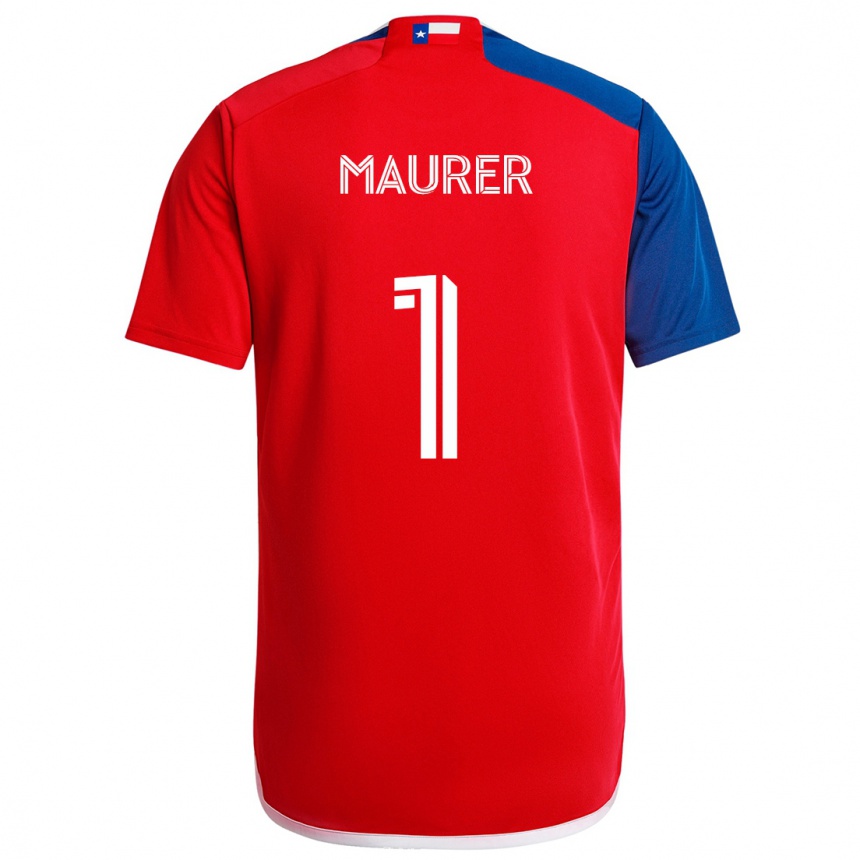 Enfant Football Maillot Jimmy Maurer #1 Bleu Rouge Tenues Domicile 2024/25