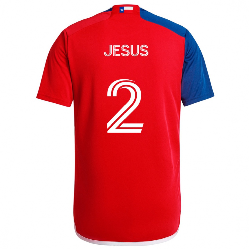 Enfant Football Maillot Geovane Jesus #2 Bleu Rouge Tenues Domicile 2024/25