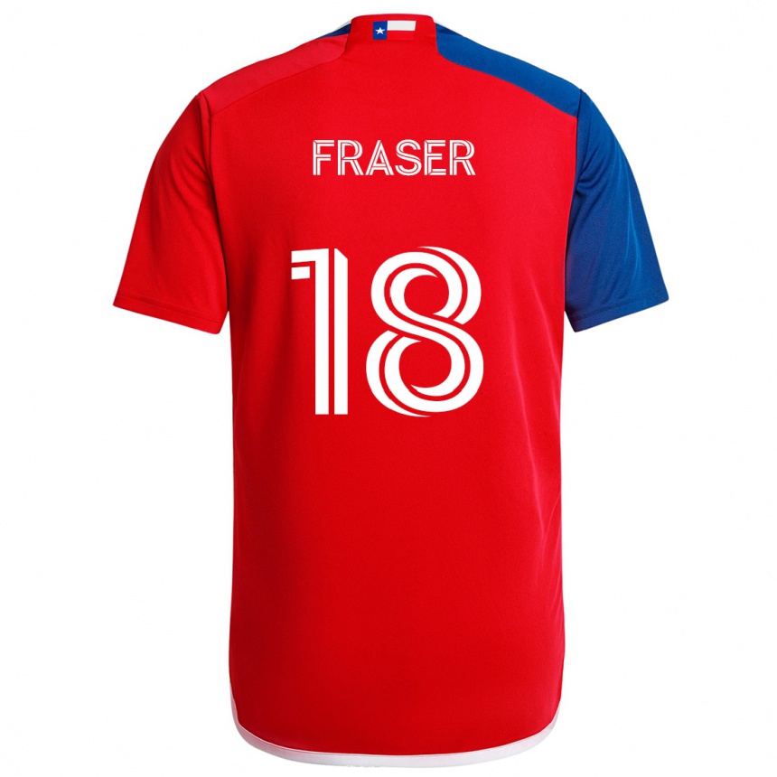 Enfant Football Maillot Liam Fraser #18 Bleu Rouge Tenues Domicile 2024/25