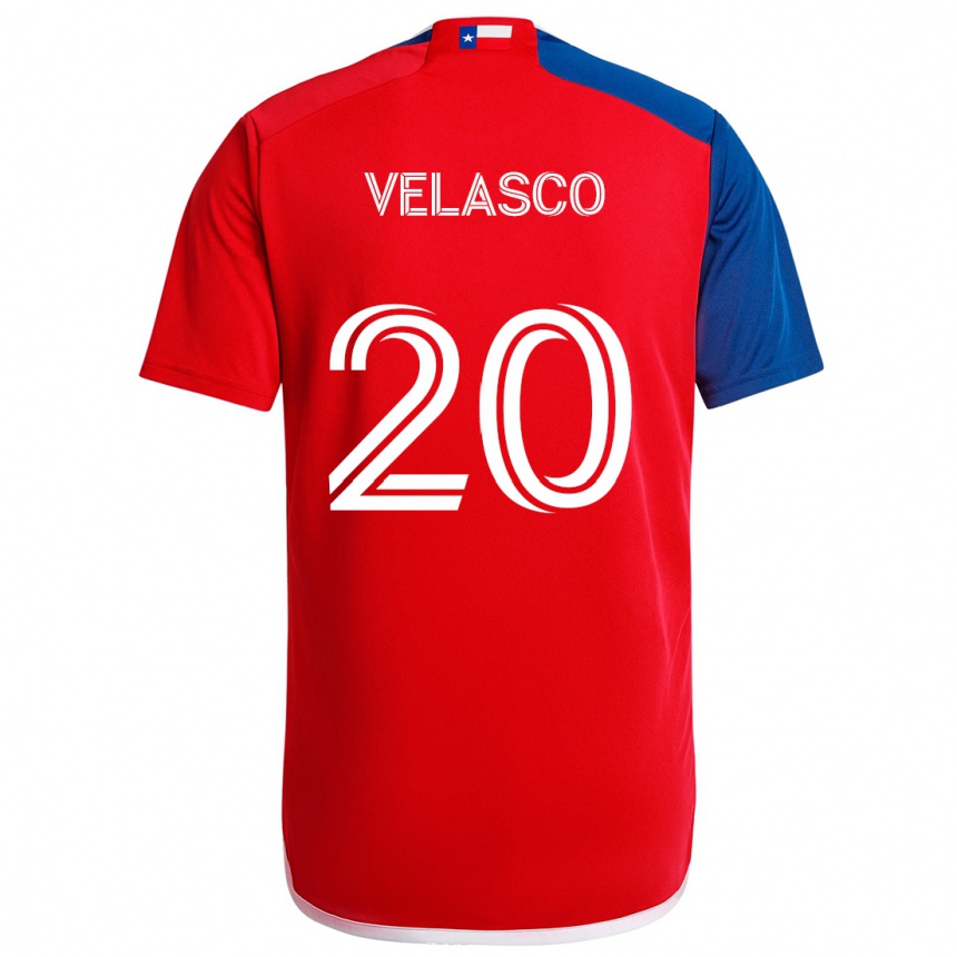 Enfant Football Maillot Alan Velasco #20 Bleu Rouge Tenues Domicile 2024/25