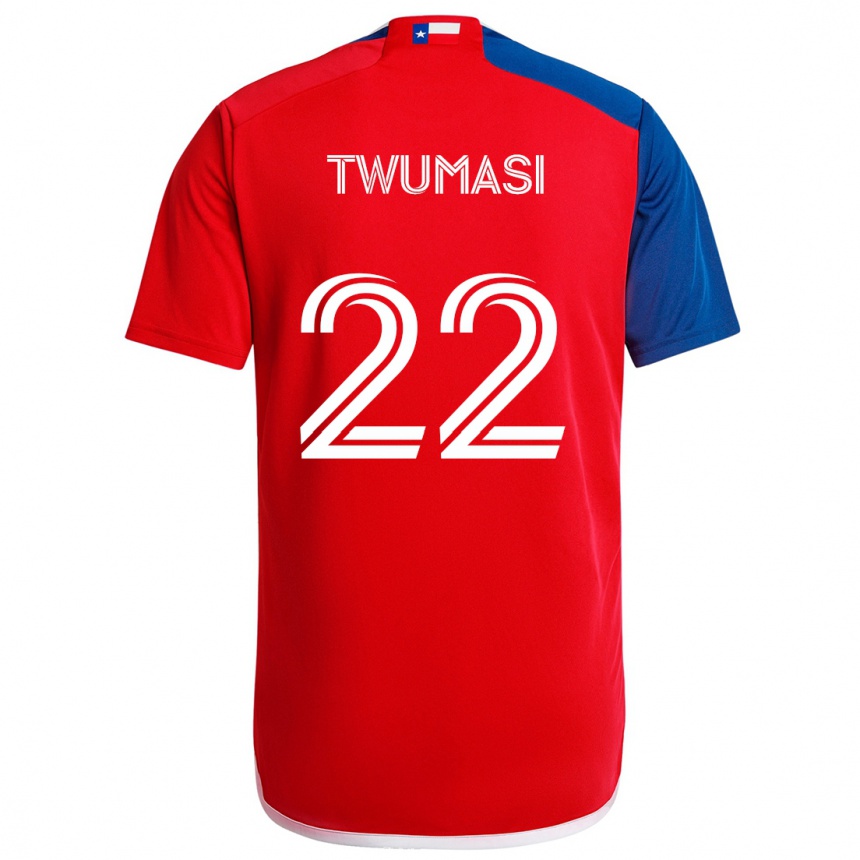 Enfant Football Maillot Ema Twumasi #22 Bleu Rouge Tenues Domicile 2024/25