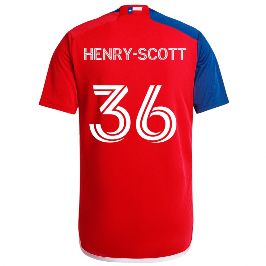 Enfant Football Maillot Malik Henry-Scott #36 Bleu Rouge Tenues Domicile 2024/25