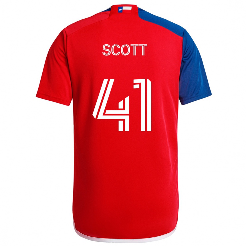 Enfant Football Maillot Tarik Scott #41 Bleu Rouge Tenues Domicile 2024/25