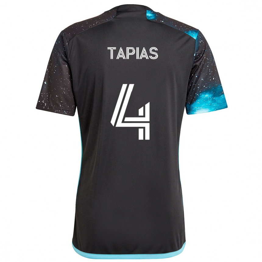 Enfant Football Maillot Miguel Tapias #4 Noir Bleu Tenues Domicile 2024/25