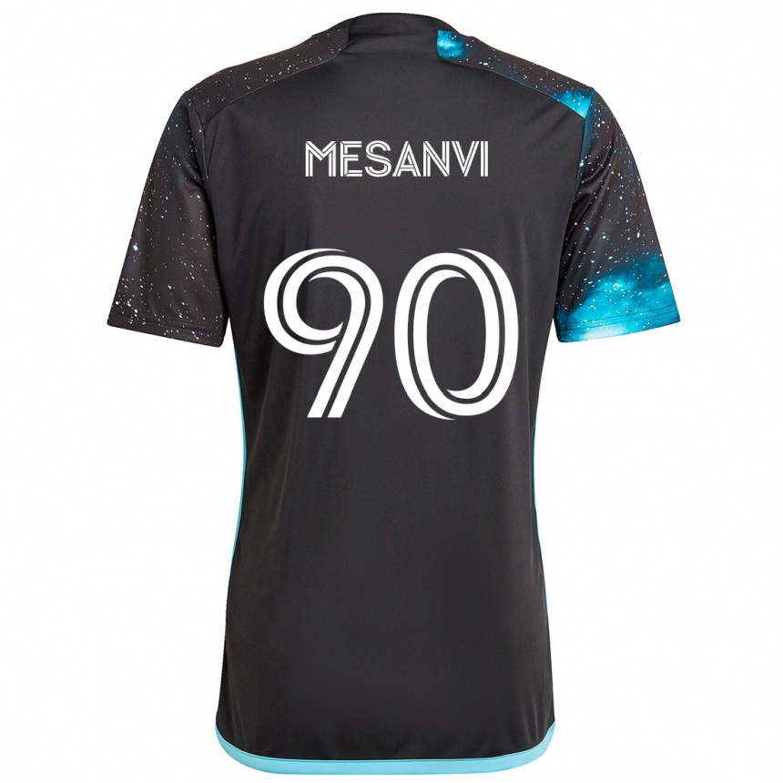 Enfant Football Maillot Loïc Mesanvi #90 Noir Bleu Tenues Domicile 2024/25