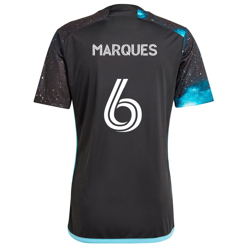 Enfant Football Maillot Mikael Marqués #6 Noir Bleu Tenues Domicile 2024/25