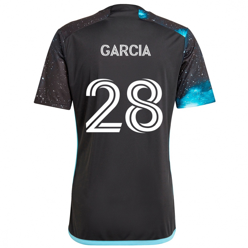 Enfant Football Maillot Mender García #28 Noir Bleu Tenues Domicile 2024/25