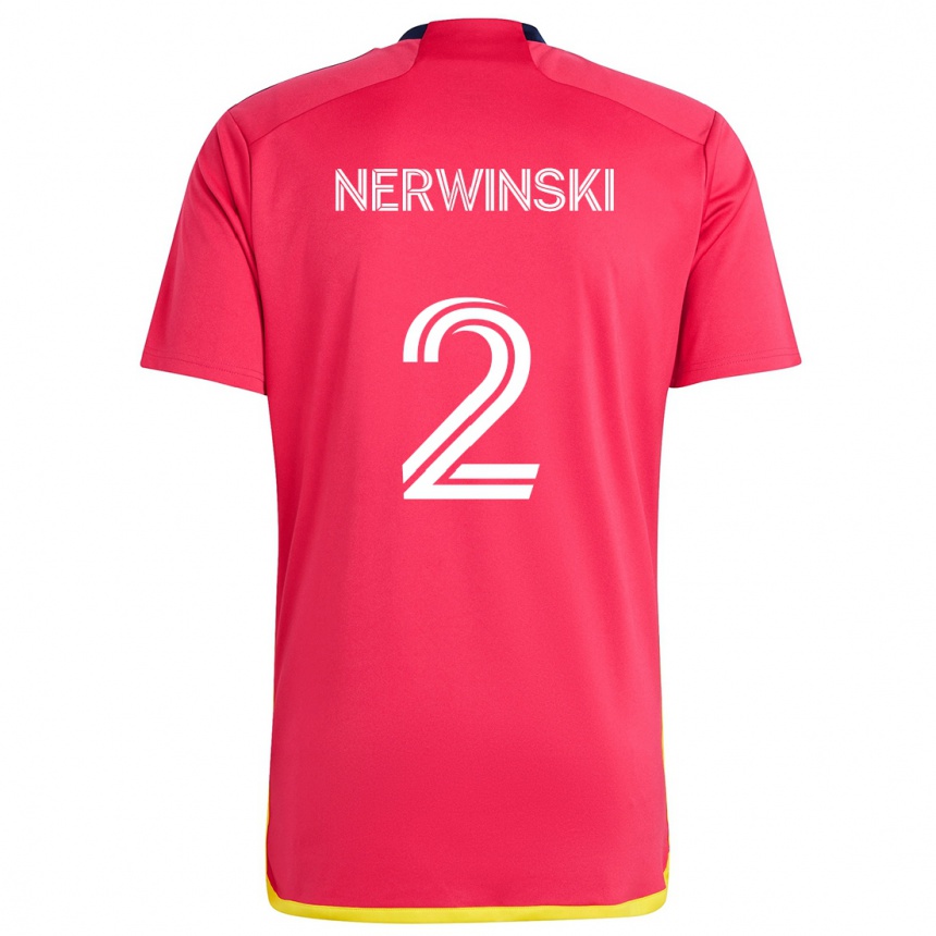 Enfant Football Maillot Jake Nerwinski #2 Rouge Bleu Tenues Domicile 2024/25