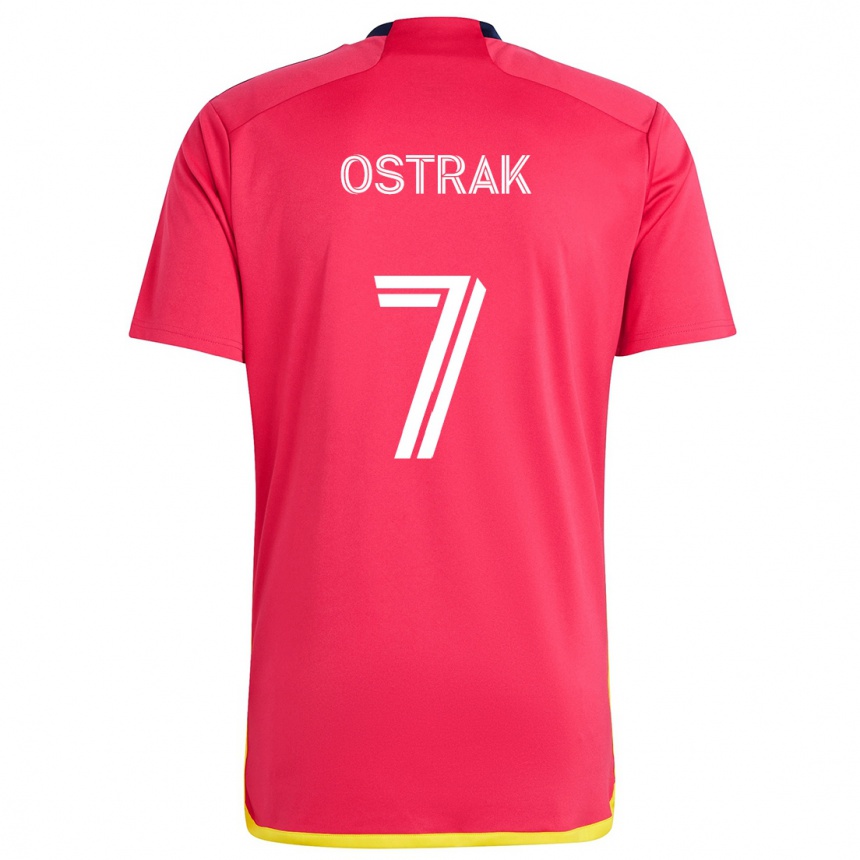 Enfant Football Maillot Tomás Ostrák #7 Rouge Bleu Tenues Domicile 2024/25