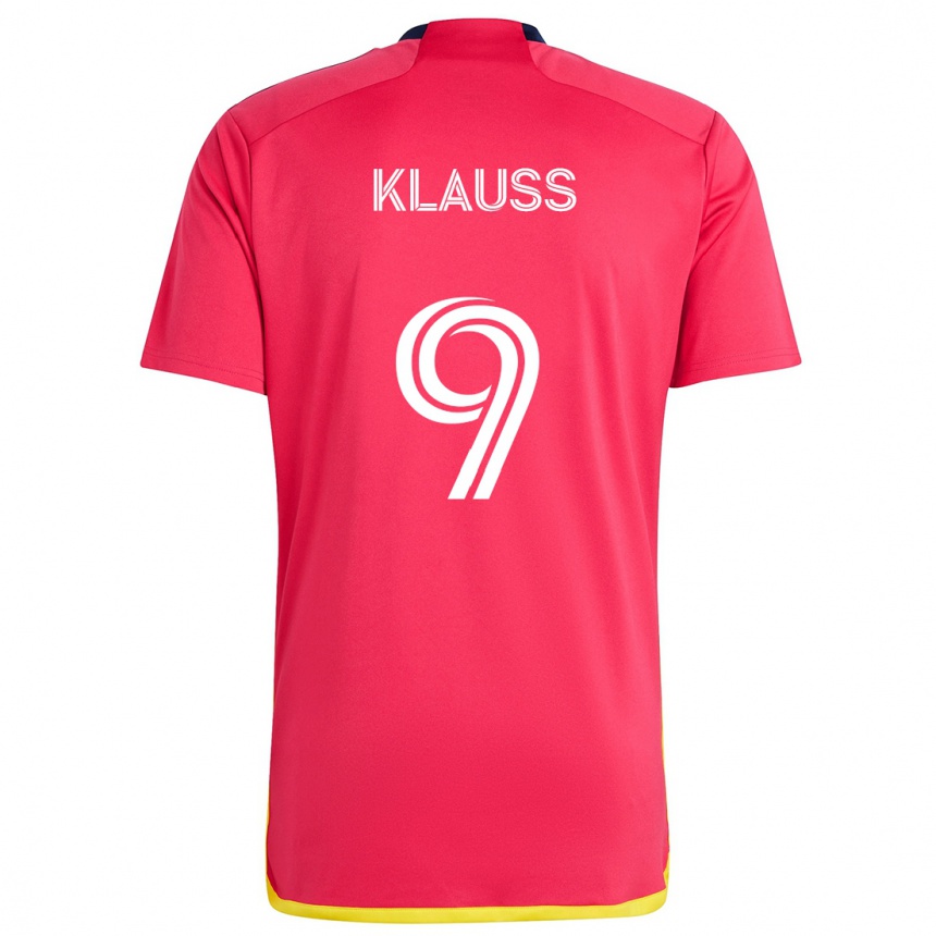 Enfant Football Maillot João Klauss #9 Rouge Bleu Tenues Domicile 2024/25