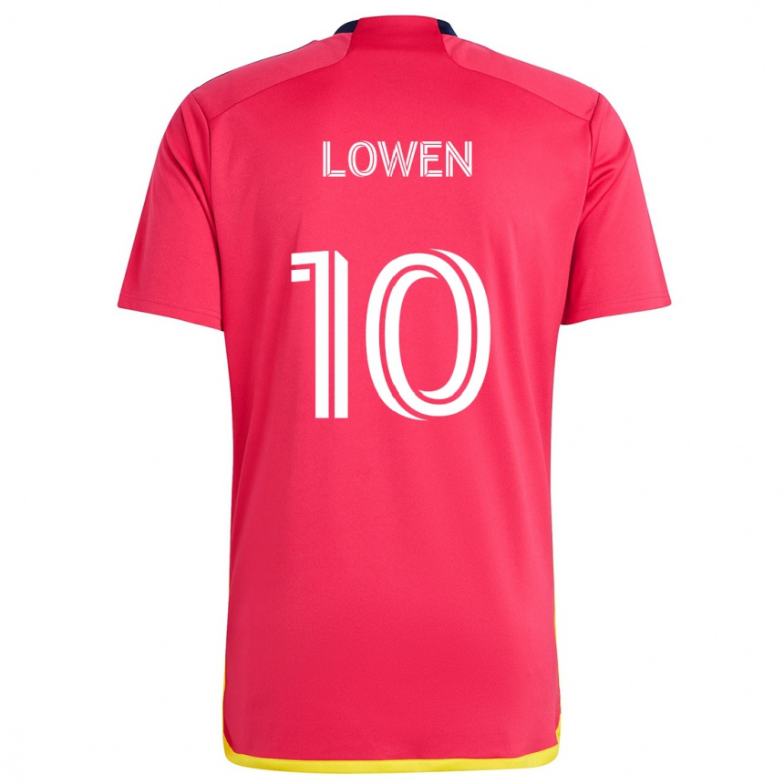 Enfant Football Maillot Eduard Löwen #10 Rouge Bleu Tenues Domicile 2024/25