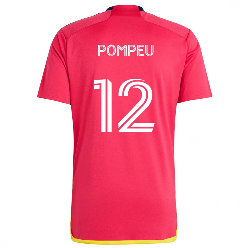 Enfant Football Maillot Célio Pompeu #12 Rouge Bleu Tenues Domicile 2024/25