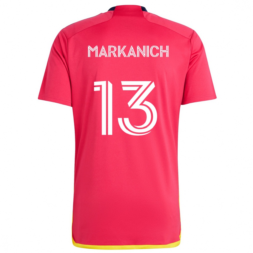 Enfant Football Maillot Anthony Markanich #13 Rouge Bleu Tenues Domicile 2024/25