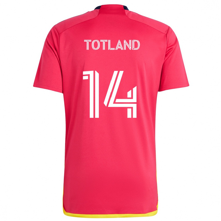 Enfant Football Maillot Tomas Totland #14 Rouge Bleu Tenues Domicile 2024/25