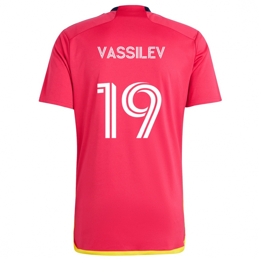 Enfant Football Maillot Indiana Vassilev #19 Rouge Bleu Tenues Domicile 2024/25