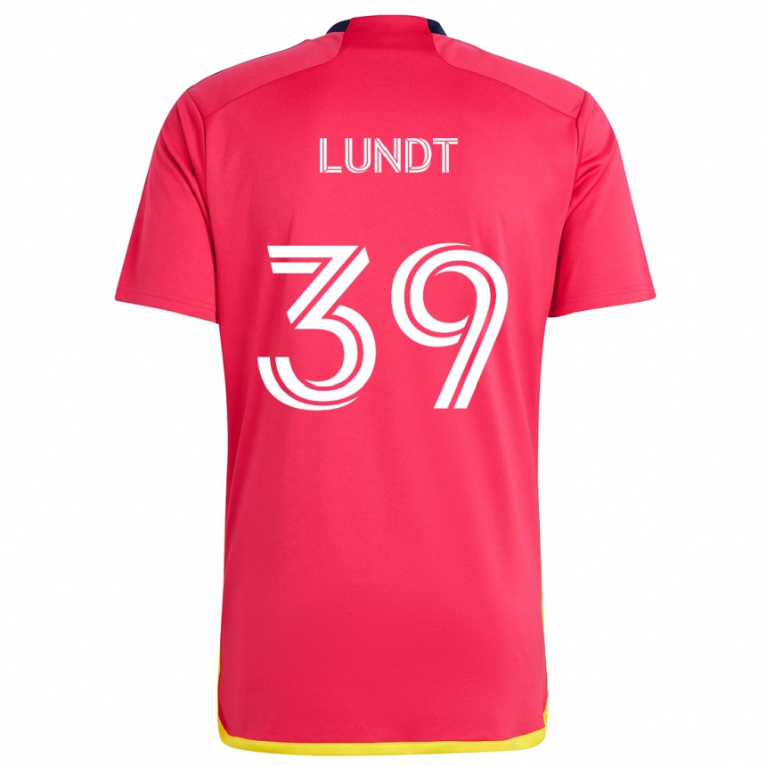 Enfant Football Maillot Ben Lundt #39 Rouge Bleu Tenues Domicile 2024/25