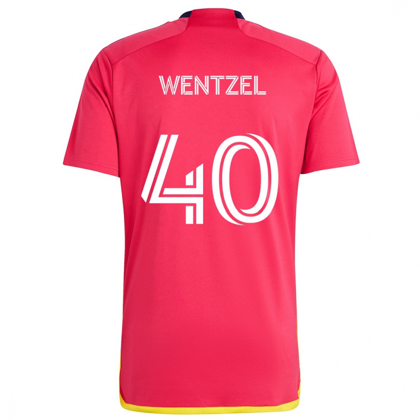 Enfant Football Maillot Michael Wentzel #40 Rouge Bleu Tenues Domicile 2024/25