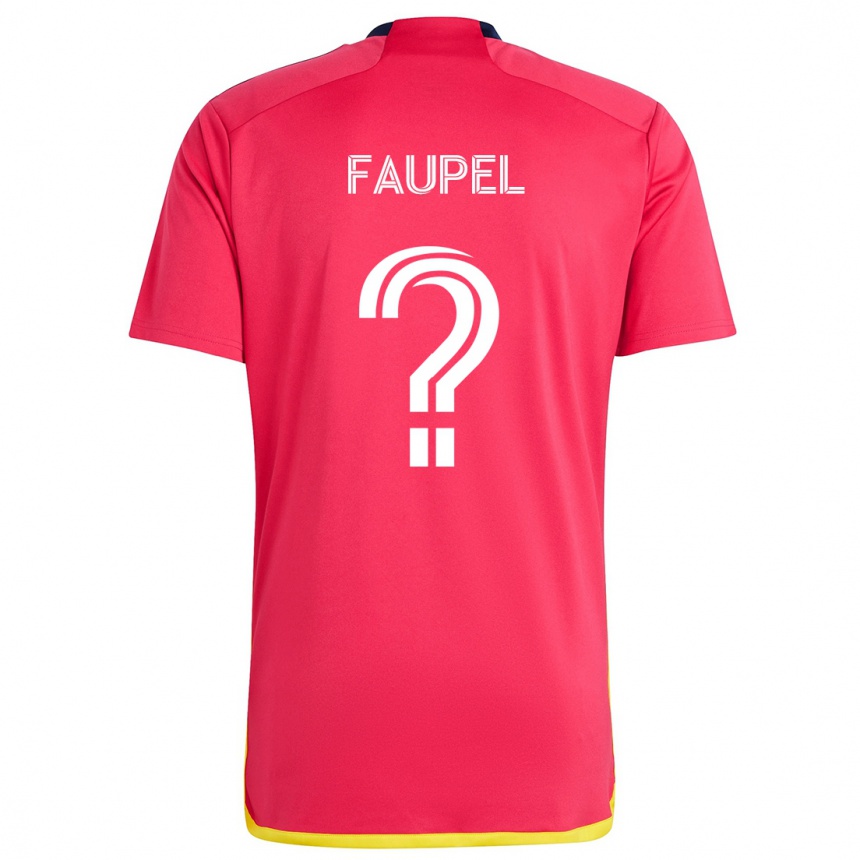 Enfant Football Maillot Anthony Faupel #0 Rouge Bleu Tenues Domicile 2024/25