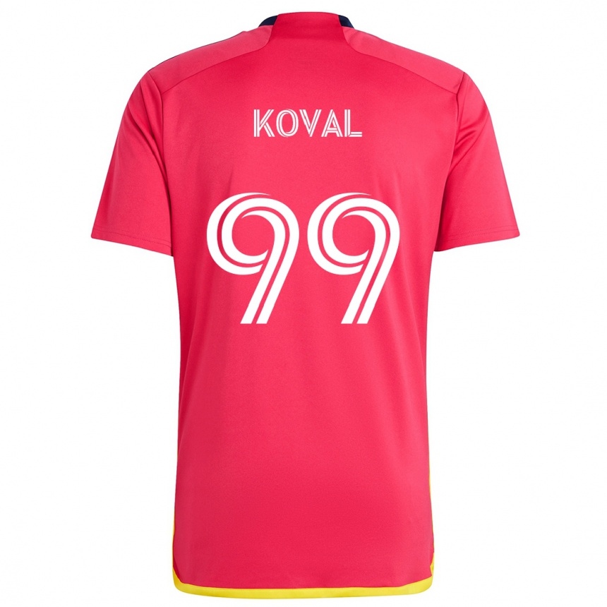 Enfant Football Maillot Stanislav Koval #99 Rouge Bleu Tenues Domicile 2024/25