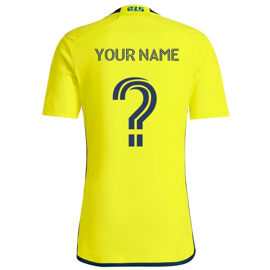 Enfant Football Maillot Votre Nom #0 Jaune Bleu Tenues Domicile 2024/25