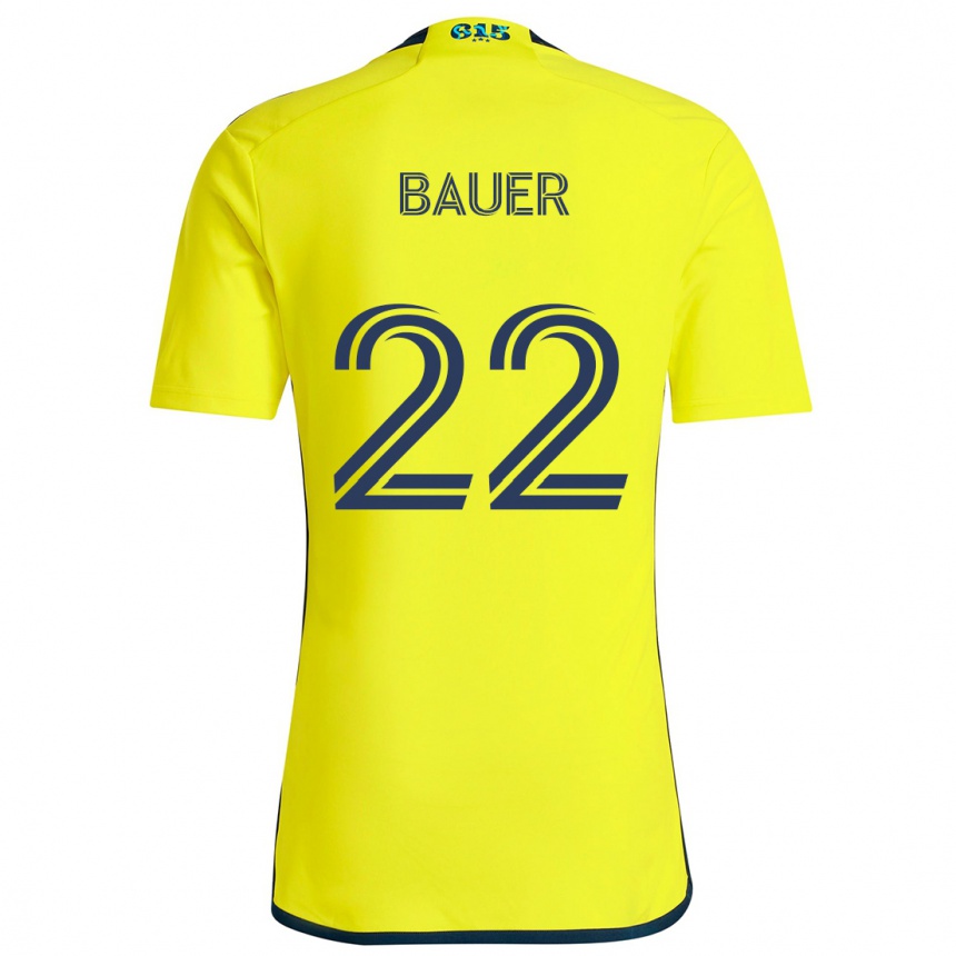 Enfant Football Maillot Josh Bauer #22 Jaune Bleu Tenues Domicile 2024/25