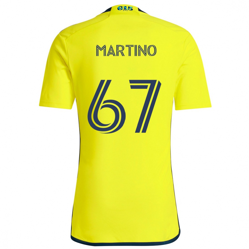 Enfant Football Maillot Ben Martino #67 Jaune Bleu Tenues Domicile 2024/25