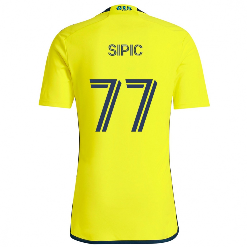 Enfant Football Maillot Adem Sipić #77 Jaune Bleu Tenues Domicile 2024/25