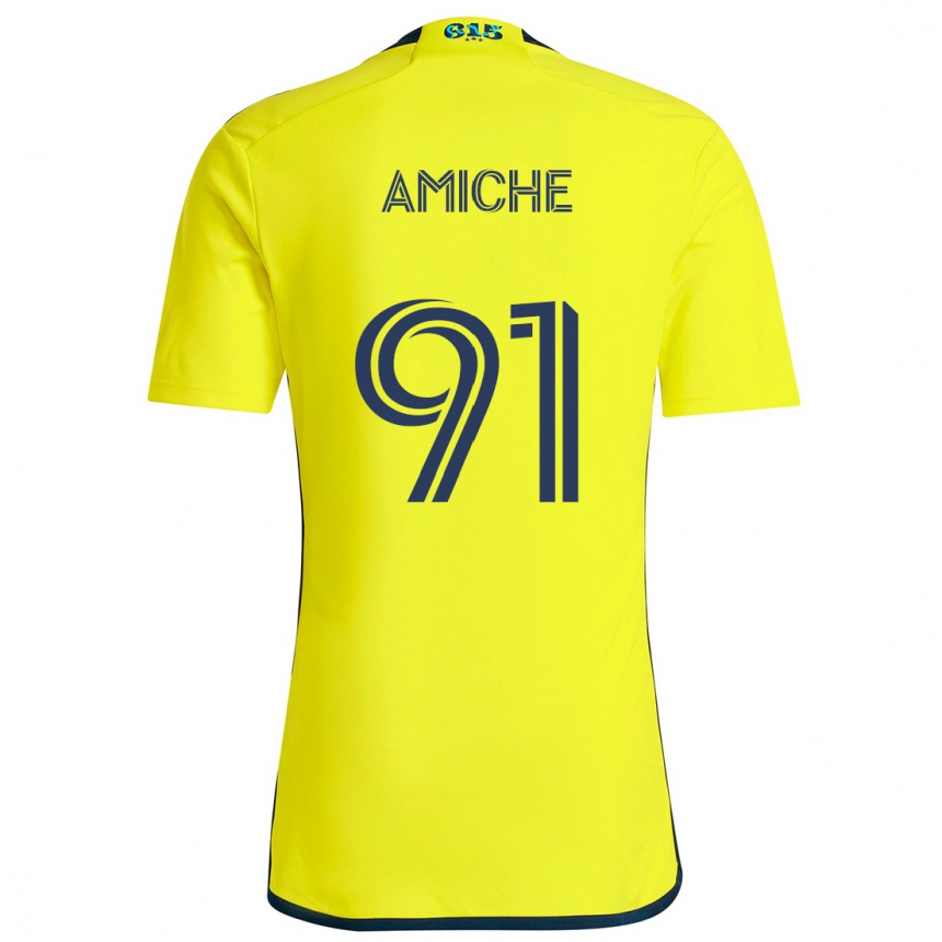 Enfant Football Maillot Kemy Amiche #91 Jaune Bleu Tenues Domicile 2024/25