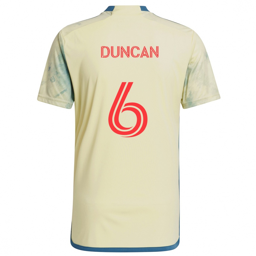 Enfant Football Maillot Kyle Duncan #6 Jaune Rouge Bleu Tenues Domicile 2024/25