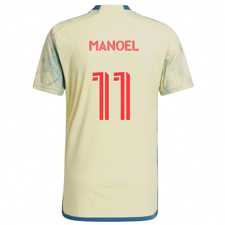 Enfant Football Maillot Elias Manoel #11 Jaune Rouge Bleu Tenues Domicile 2024/25