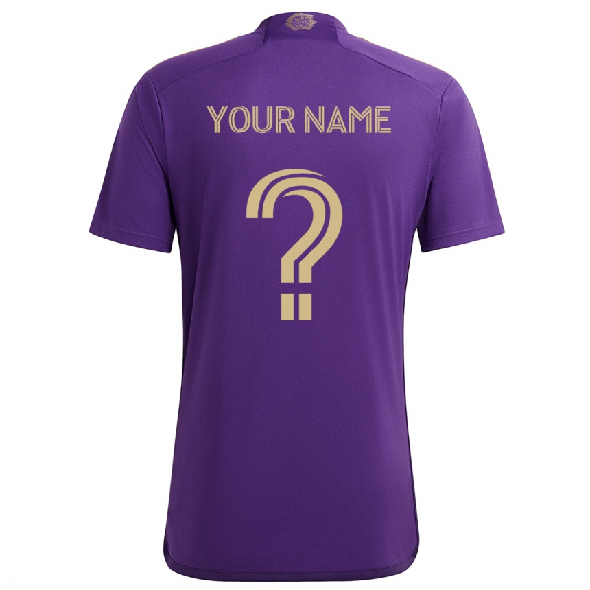 Enfant Football Maillot Votre Nom #0 Violet Jaune Tenues Domicile 2024/25